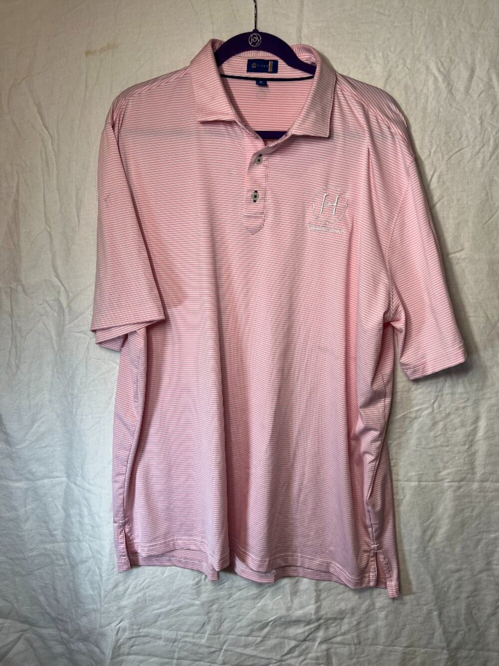 Stitch pink w/white stripes Golf shirt XL
